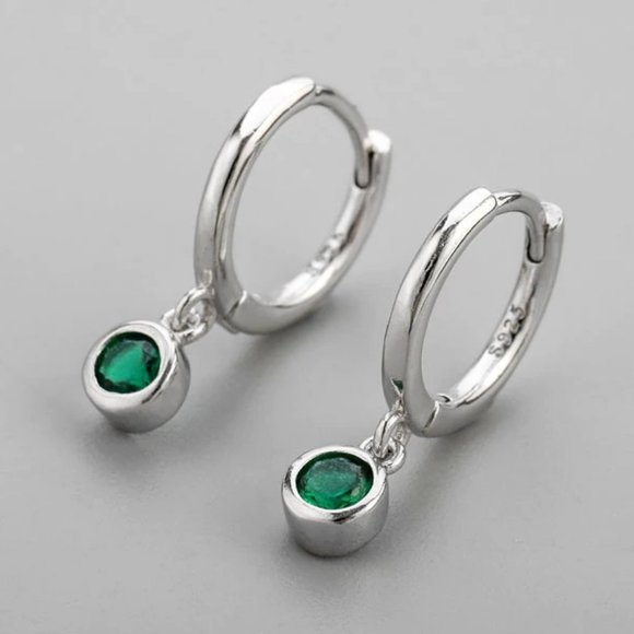 Jewelry - 925 Sterling Silver Diamond Drop Huggie Hoops D2